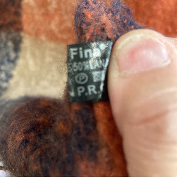 FINO & FINA 50% Wool  50% Viscose Checkers Denim South Western Vibes Large Scarf - Picture 6 of 7